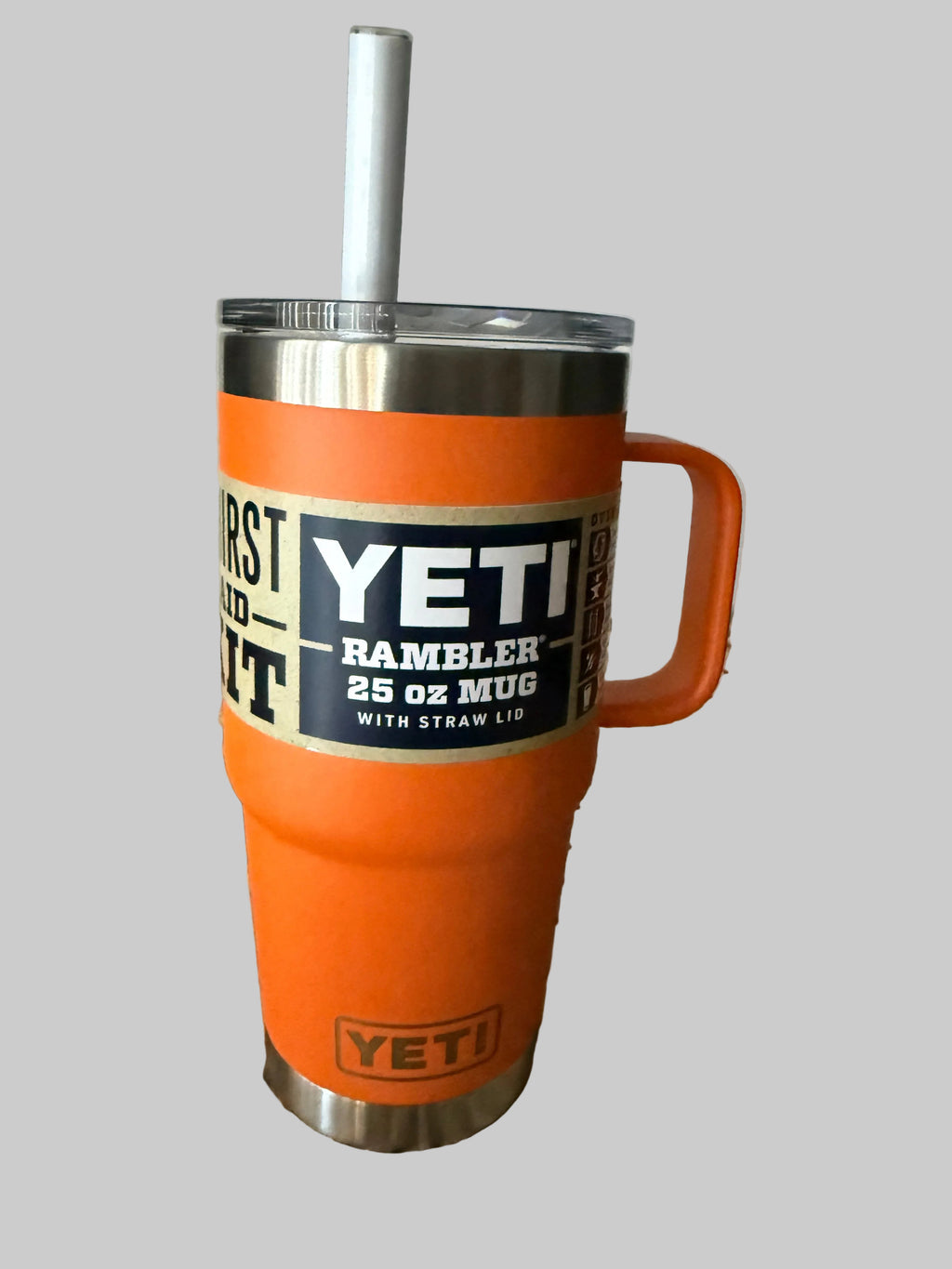 Yeti Rambler 25oz Orange Mug with Straw Top