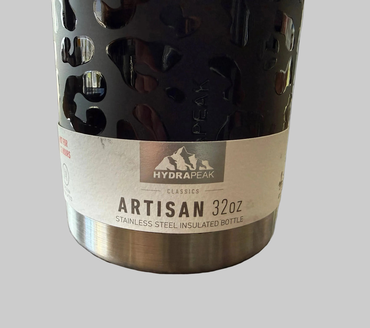 Artisan Hydraspeak Sleek Black bottle with Stainless bottom 32oz
