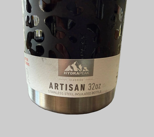 Artisan Hydraspeak Sleek Black bottle with Stainless bottom 32oz