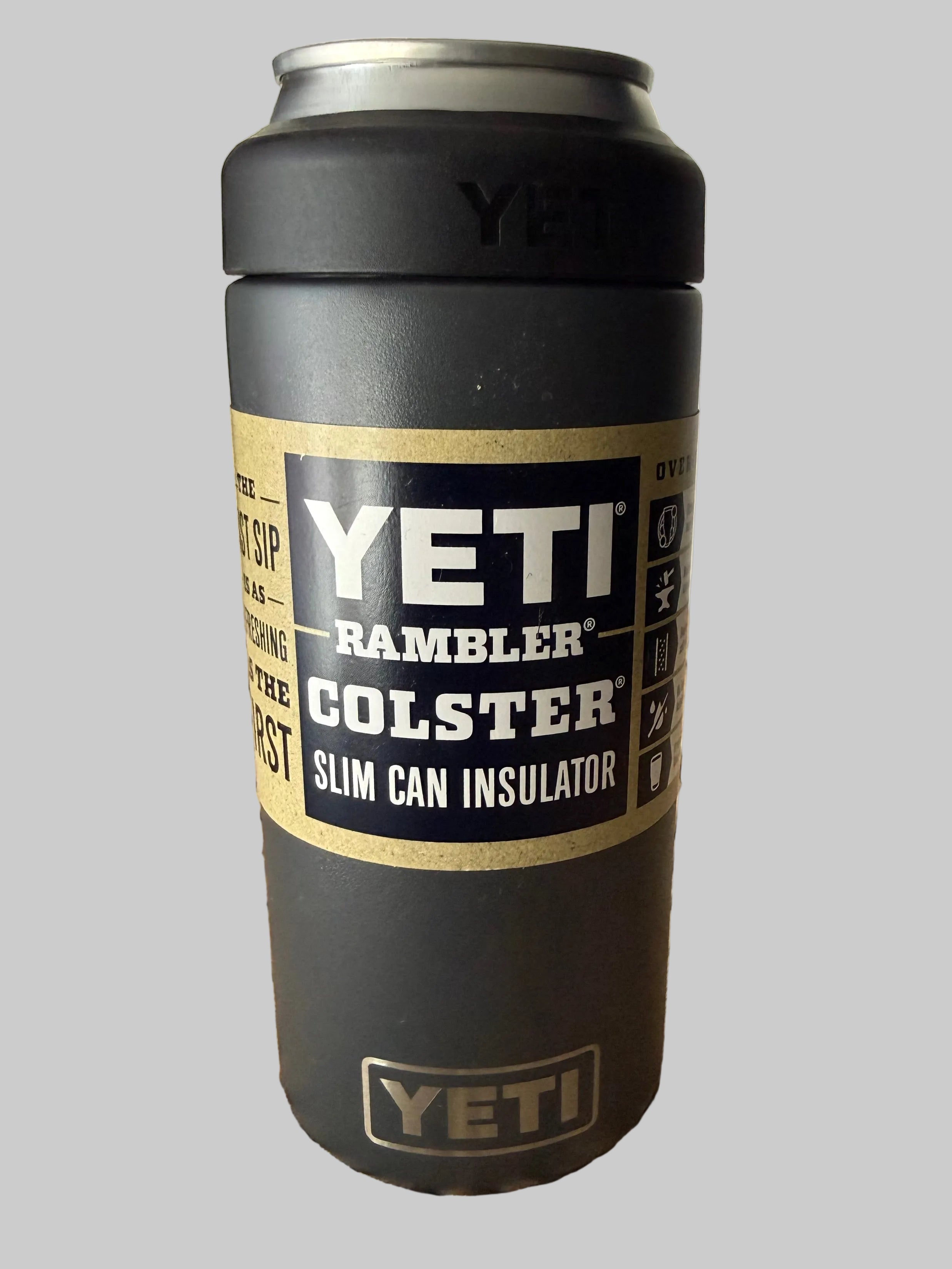 Yeti Rambler Gray Colster Slim Can Insulator