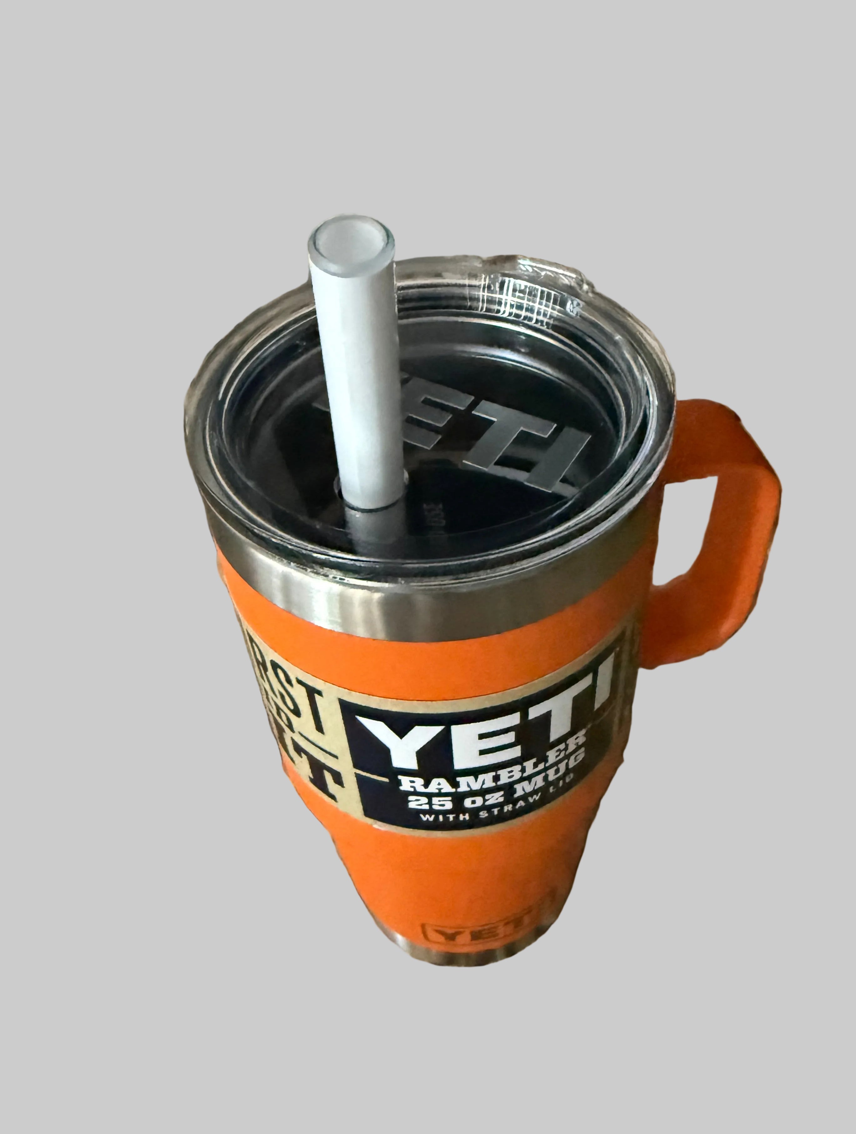 Yeti Rambler 25oz Orange Mug with Straw Top